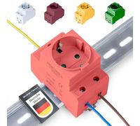 Presa Schuko [GS16] per guida DIN 16 A, 230 V, 2P+E, presa da incasso per installazione di distribuzione, armadio per contatore, presa con contatto di protezione per montaggio su guide DIN da 35 mm