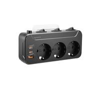 Presa Schuko Multipla con Interruttore,Presa Multipla Salvaspazio,Ciabatta Multipresa con USB Ricarica Rapida PD20W,Multipresa 3 Posti Protezione Sovratensione,Tedesca Adattatore Tripla Parete,Nero