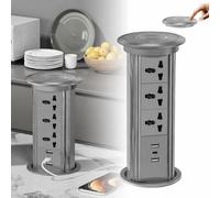 Presa Scomparsa Piano Lavoro 7 in 1 Torretta Incasso Tavolo | Torretta multipresa automatica da incasso per isola cucina e tavolo ufficio con USB C(Gray)