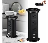 Presa Scomparsa Piano Lavoro 7 in 1 Torretta Incasso Tavolo | Torretta multipresa automatica da incasso per isola cucina e tavolo ufficio con USB C(Black)