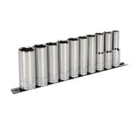 Presa Set 10pc 1.3cmSq Drive 6pt Profondo Walldrive Metrico - Sealey S0502 Nuovo