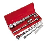 Presa Set 17pc 1.9cmSq Drive Walldrive Metrico AK2597 Sealey Nuovo