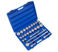 Presa Set 26pc 1.9cmSq Guida 12-point Walldrive AK2582 Sealey Nuovo