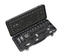 Presa Set 28pc 1.3cmD 6pt Walldrive Metrico Nero Serie con Scatola Sealey AK7972