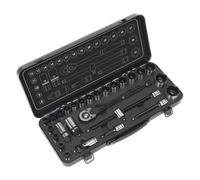 Presa Set 28pc 1.3cmSq Drive 6pt Walldrive Metrico Serie Nera - Sealey AK7972