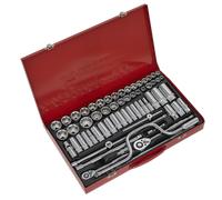 Presa Set 64pc 1cm & 1.3cmSq Drive 6pt Walldrive - Metrico/Imperial - Sealey Ak