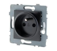 Presa singola da incasso 2P+T - da comporre - metallo nero spazzolato - gamma Kouro - Zenitech