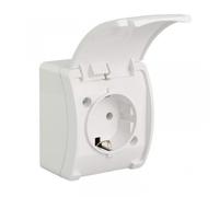 Presa singola Schukon/t IP44 bianca con sportello Koala 61.389