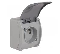 Presa singola z/u (2P+Z) n/t IP44 cenere da koala 61.375