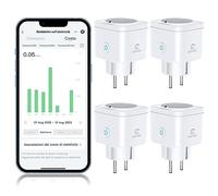 Presa Smart 5GHz Wifi, Presa Intelligente EIGHTREE, Presa Temporizzata(Type F), Prese con Monitoraggio Energia, Controllo Remoto, Compatibile con Alexa/Google Home/SmartThings, 16A 3680W, 4PCS