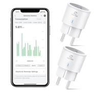 Presa Smart Mini, EIGHTREE Presa Wifi(Schuko) Compatibile con Alexa, Google Home, Presa Intelligente con Monitoraggio Energia, Presa Temporizzata, Controllo Remoto, 16A 3680W, 2 Pezzi