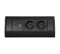 Presa sottopensile per mobili 2x2P+Z, 2xUSB (tipo C 2.4A), nera