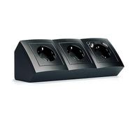 Presa sottopiano | Stile | Multipresa con presa angolare a 3 vie + 2x USB, 230V~/16A, montaggio a sbalzo, nero, opaco