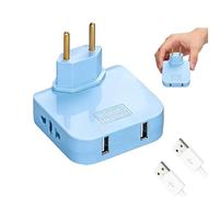 Presa Spina Piatta Salvaspazio con 2 Uscite Schuko e 2 Porte USB - Tripla Presa Compatta, Ciabatta Ultra Piatta Multipresa,Spina Girevole 180° Viaggio EU US,2500W per Casa Ufficio e Viaggi