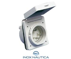PRESA STAGNA QUADRATA PER SPINA 30A 220V CAVO BANCHINA BARCA NAUTICA GOMMONE