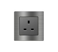 Presa standard britannica EIOMR da 13 A e 220 V, pannello in lega di alluminio grigio con porta di ricarica USB, per il miglioramento della casa. (Wall Socket)