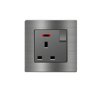Presa standard britannica EIOMR da 13 A e 220 V, pannello in lega di alluminio grigio con porta di ricarica USB, per il miglioramento della casa. (Type 12)
