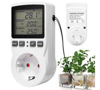 Presa Termostato Digitale 230v Con Sonda e Interruttore Timer Per Serra, Acquario Riscaldamento Raffreddamento