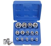 Presa Torx esterna: WANDGU Set di 14 pezzi E-Serie E4, E5, E6, E7, E8, E10, E11, E12, E14, E16, E18, E20, E22, E24 in Cromo-Vanadio per Officina e Industria