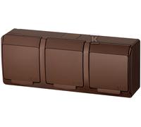Presa tripla esterna IP44 marrone HERMES 0323-06