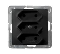 Presa tripla IMPRESSION EURO nero metallizzato GP-3Y/m/33
