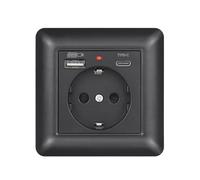 Presa UE singola e doppia 220 V 16 A nero PC pannello interruttori luce parete USB spine standard per la casa (EU AC 5v 2a)