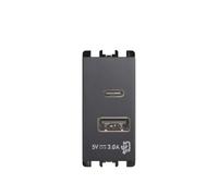Presa USB Urmet Simon Nea con 2 uscite USB frontali 5V 3A Antracite 10331