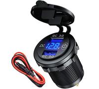 Presa USB 12 V con interruttore, Quick Charge 3.0, caricatore per auto, accendisigari da auto, adattatore USB da 12 Volt, spina impermeabile con voltmetro a LED per moto, roulotte, barca, camion