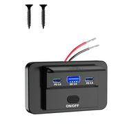 Presa USB 12 V montaggio superficiale leggera doppia porta USB C 36 W e QC3.0 18 W per auto, 12 V/24 V pannello USB di controllo di ricarica rapida con LED per auto marina camion campeggio auto SUV