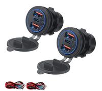 Presa USB 12V Impermeabile 66W PD e QC3.0 Auto con Interruttore e Luce Blu Presa