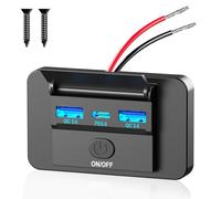 Presa USB 12V per Camper, Qidoe USB C da 36 W e Doppio QC3.0 da 18 W Porte Caricabatteria da Auto Adattatore Pannello Presa di Ricarica con Pulsante ON/OFF per 12V -24V Autobus Caravan Barca Marina