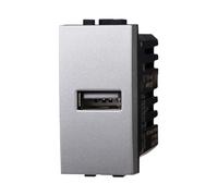 Presa USB 2.0 tipo A 5Vdc 2A, modulo grigio, Compatibile Con BTicino living, antenna, ethernet, TV, antenna, USB, schuko, Per Placche originali e compatibili
