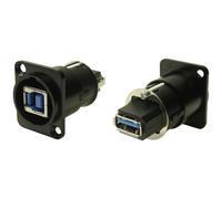 Presa USB 3.0 B-A XLRFT nera con messa a terra in metallo Adattatore incasso