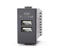 Presa USB a 2 posti nera compatibile anche con BTicino Matix