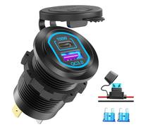 Presa USB C 12Volt Porta USB PD 100W per laptop e presa caricatore auto QC3.0 18W Lega di alluminio, carica rapida Montaggio incassato Sostituzione accendisigari Accessorio fai da te per camper barche
