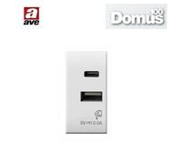 A.v.E. Caricatore USB Domus S44 3A USB-A e USB-C Bianco 441082USBAC