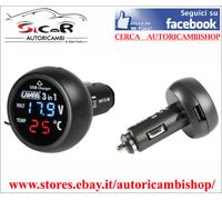 PRESA USB CON DISPLAY 3 IN 1 - SPINOTTO 12/24 V - CONTROLLO FUNZ. ALTERNATORE