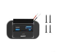 Presa USB con per porte QC3.0 e PD3.0 con interruttore per la gestione dell'alimentazione, adatta per esigenze di ricarica da 12 V per auto, barche e marine (1 pezzo)