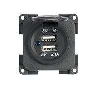 Presa usb doppia 1A/ 2.1A 5V con tappo fissaggio 4 fori da pannello nera