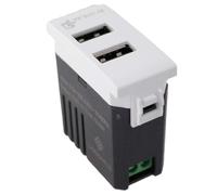 Modulo Presa Caricatore USB 5V 2,4A 2 Porte USB-A Colore Bianco Compatibile Con