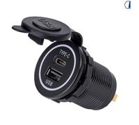 PRESA USB E TYPE C TIPO ACCENDISIGARI UNIVERSALE CON LED BLU PER AUTO TRATTORE