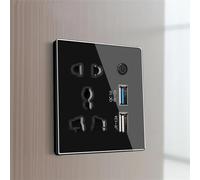 Presa USB Pannello In Cristallo Presa Intelligente Universale Da Parete Per Ricarica Rapida Black