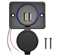 Presa USB per auto, doppia presa per auto, presa USB 12 V, camper, 12 V-24 V, caricatore da incasso in ABS, per camper, moto, autobus e barche, ricarica rapida per dispositivi mobili