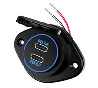Presa USB per auto, presa USB, presa di ricarica rapida, design impermeabile con kit di sicurezza, 12 V/24 V, doppia presa per tablet, telefoni in autobus, yacht, barche e roulotte