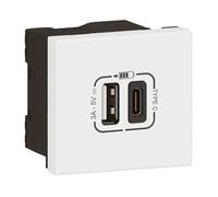 Presa USB tipo A + USB tipo-C Mosaic Link - 3A - 15W - 2 moduli, colore: Bianco