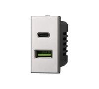 ETTROIT AG3002 Presa Caricatore USB 2 Porte 3,1A USB-A + USB Type C Grigio