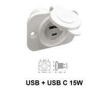PRESA USB + USB C 15W PER RICARICA VELOCE - 12V / 24V