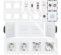 Presa Wi-Fi e interruttore touch della luce dimmer | LED illuminato | SmartHome | compatibile Alexa/Google Home | telaio in vetro | Luxus Time (1/2 SAT)