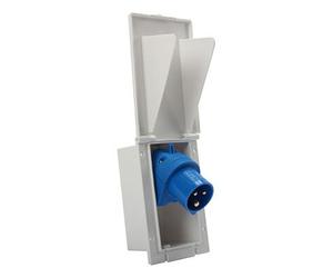 Presada incasso maschio CEE17 16A - tappo girevole - base bianca