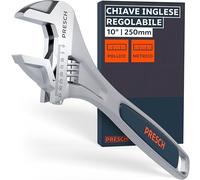 PRESCH Chiave inglese regolabile 250mm - Scala incisa al laser 35mm (metrica e pollice) - Fresata di precisione per una presa ottimale - Robusta chiave a rullino ad ago - Utensile di alta gamma